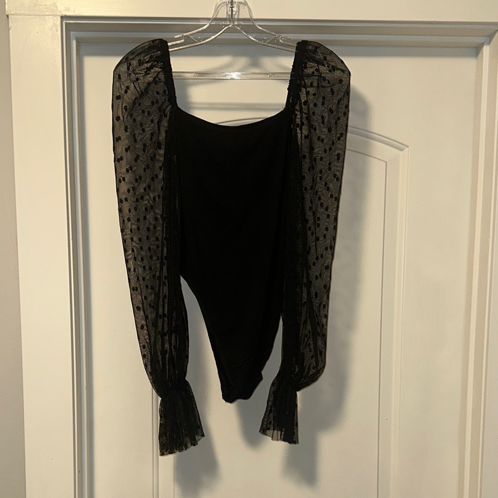 Amazon Black Sheer Sleeve Bodysuit